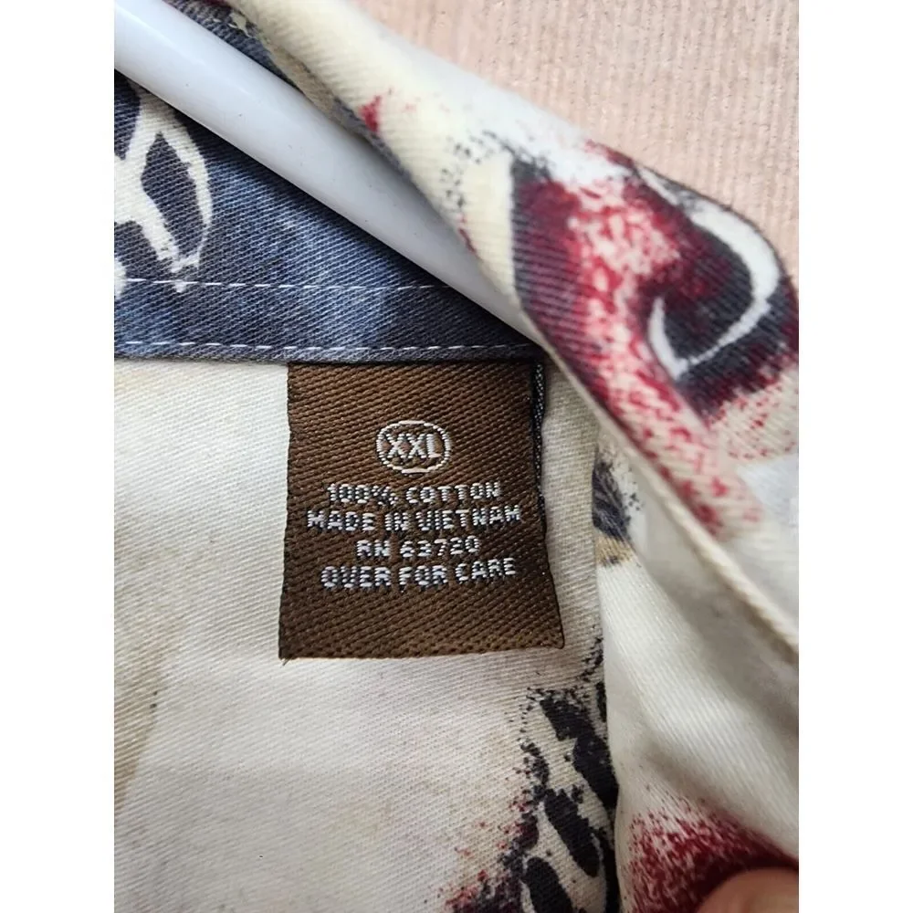 Clear water Button Front Mens XXL Shirt Short‎ Sleeve Patriotic Military Print - Picture 5 of 9